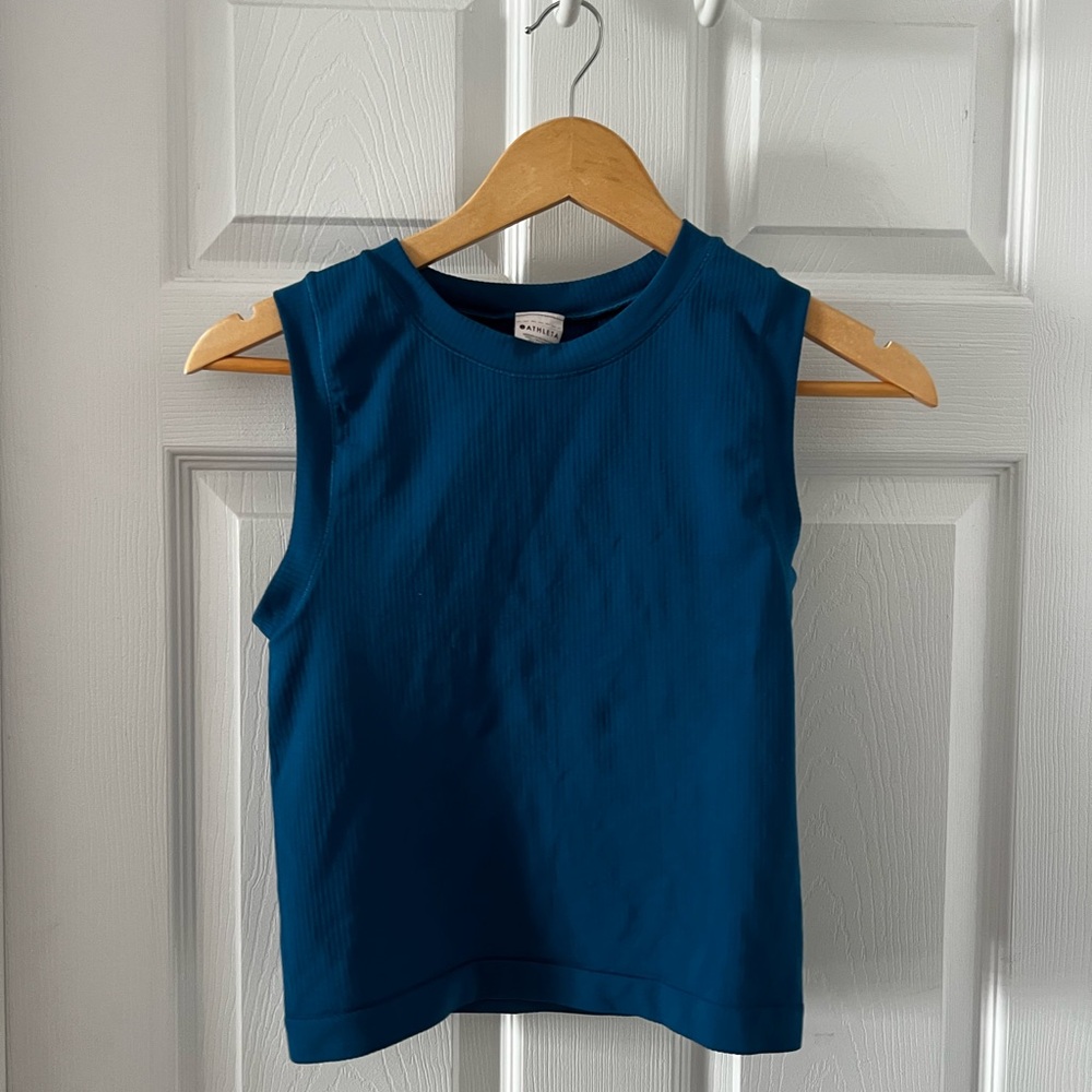 Athleta Blue Ribbed Workout Top